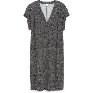GAP Black & White V-neck Polka Dot Midi Shift Dress